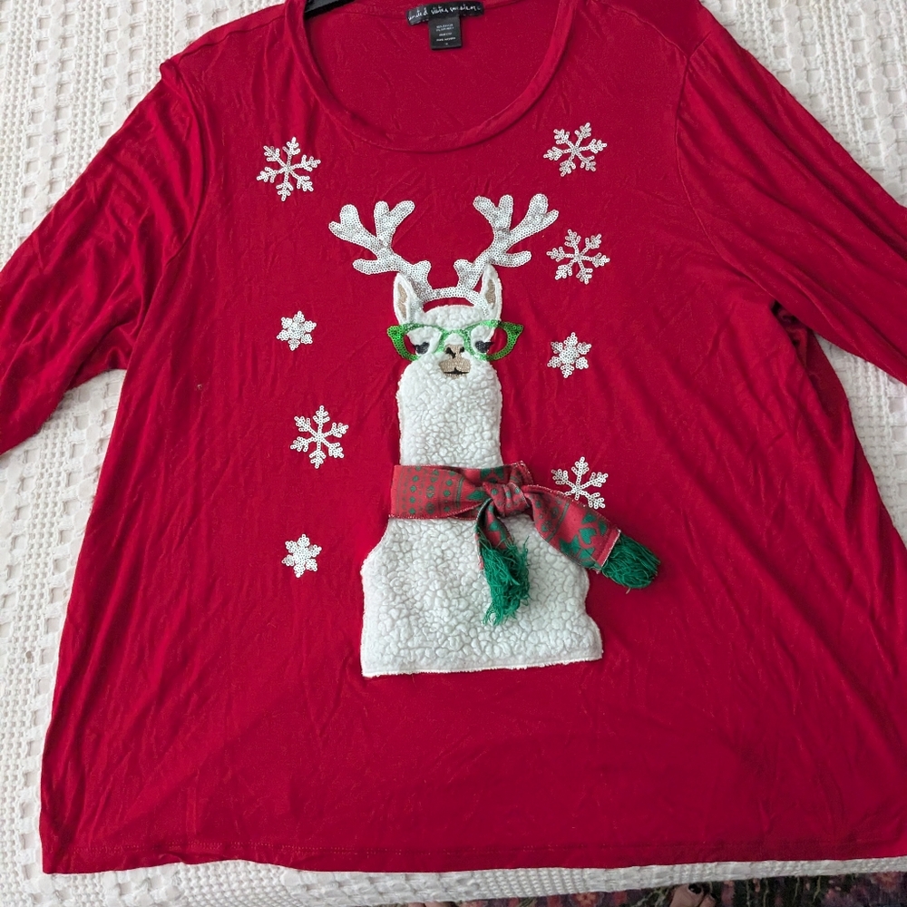 Red Llama Holiday long Sleeve Shirt